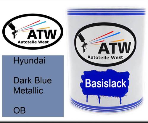 Hyundai, Dark Blue Metallic, OB: 1L Lackdose, von ATW Autoteile West.